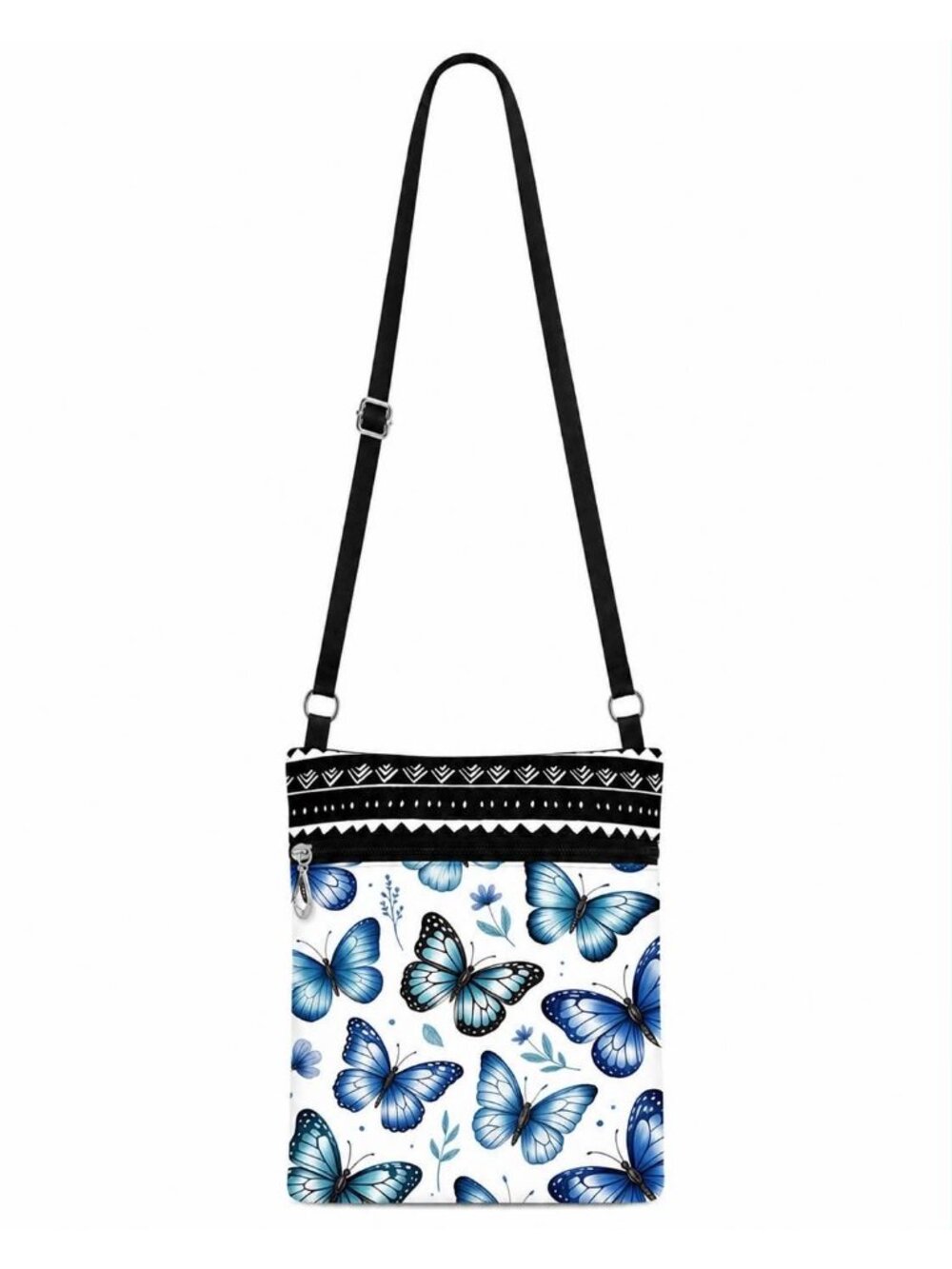 Blue Butterfly Crossbody Phone Bag Elegant Everyday Travel Purse
